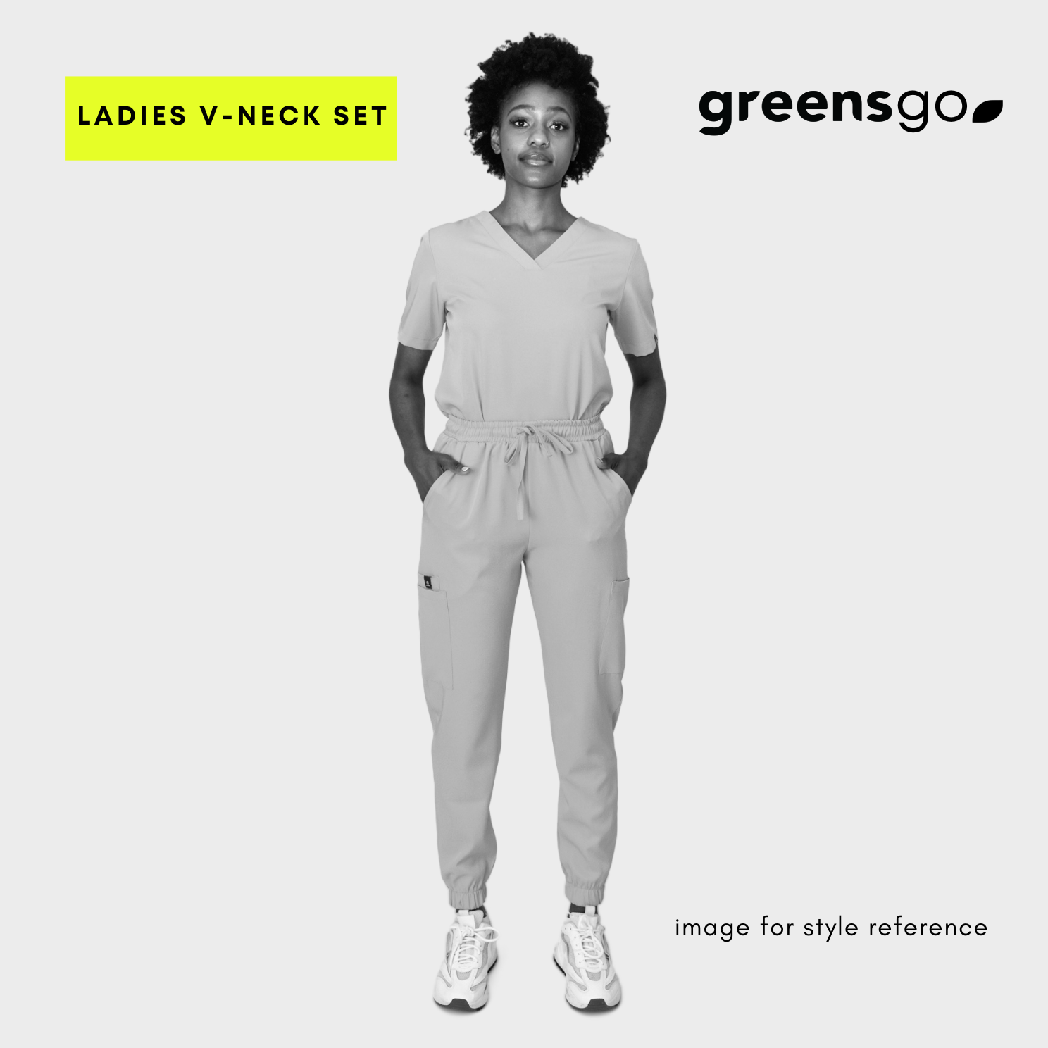 GREENSGO LADIES ACTIVE V-NECK SET (ACTIVE X SLIM PANTS) - Greens Medi Scrubs South Africa - Premium Medical Uniforms & Apparel - Delivery Across SA