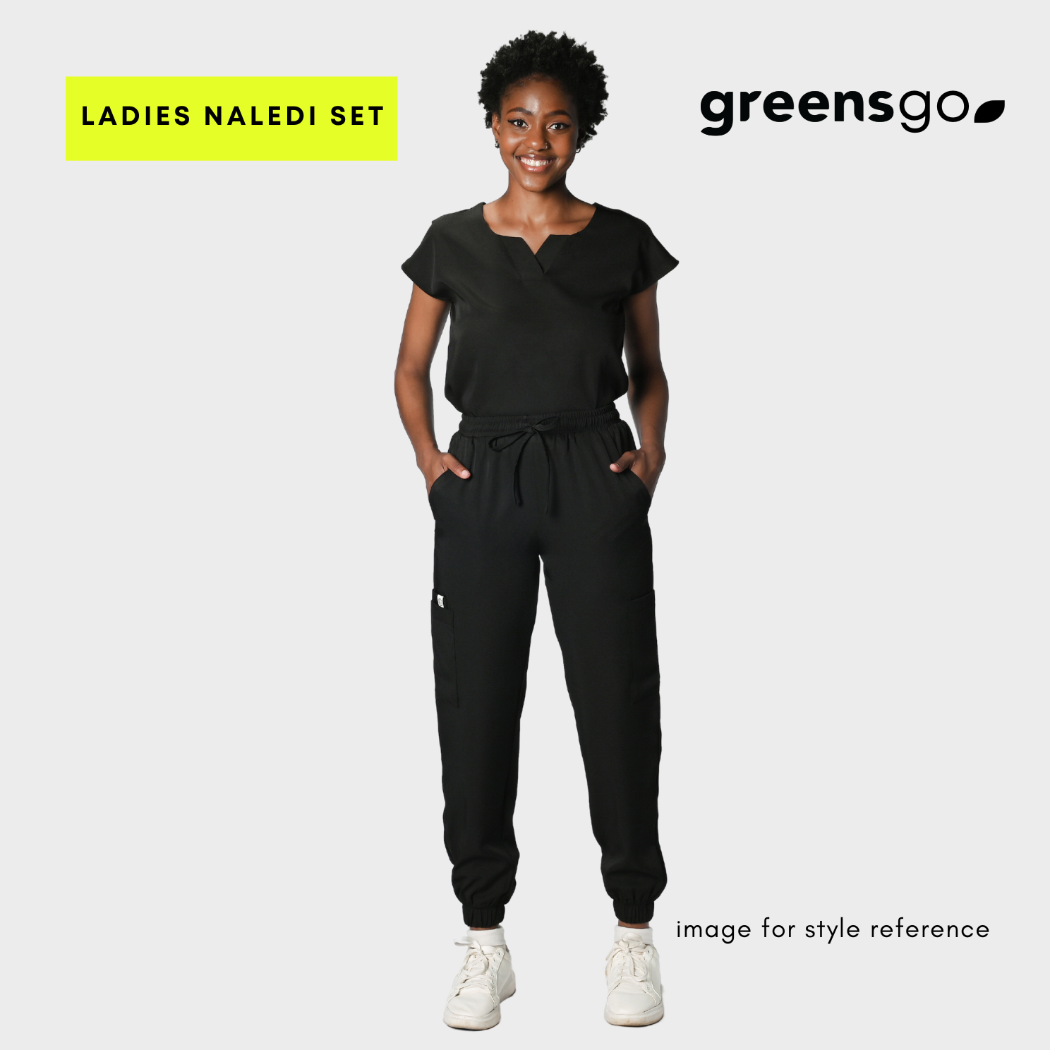 GREENSGO LADIES ACTIVE NALEDI SET (ACTIVE STRETCH PANTS) - Greens Medi Scrubs South Africa - Premium Medical Uniforms & Apparel - Delivery Across SA