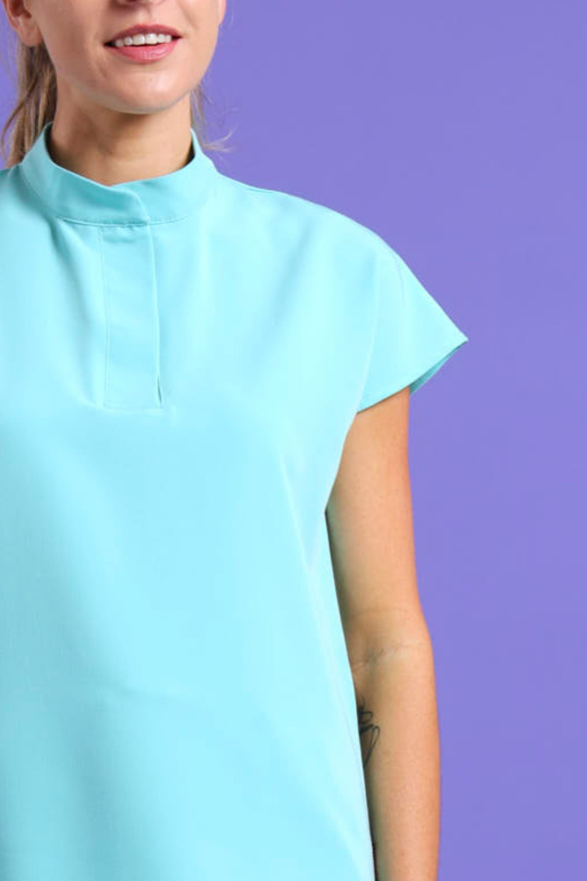 THE LUX LADIES MANDARIN PETAL TOP - Greens Medi Scrubs South Africa - Premium Medical Uniforms & Apparel - Delivery Across SA
