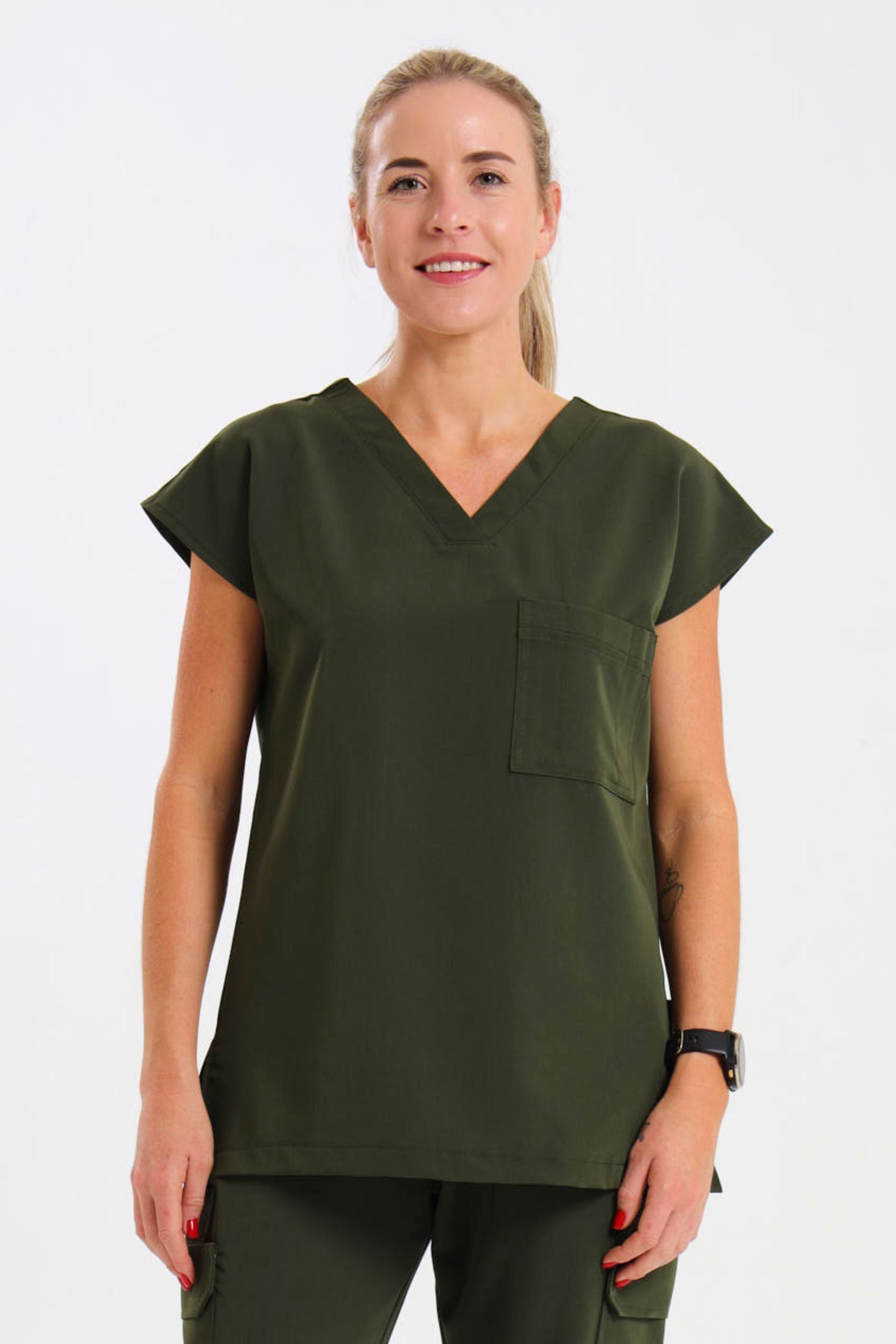 THE LUX LADIES V-NECK PETAL TOP - Greens Medi Scrubs South Africa - Premium Medical Uniforms & Apparel - Delivery Across SA