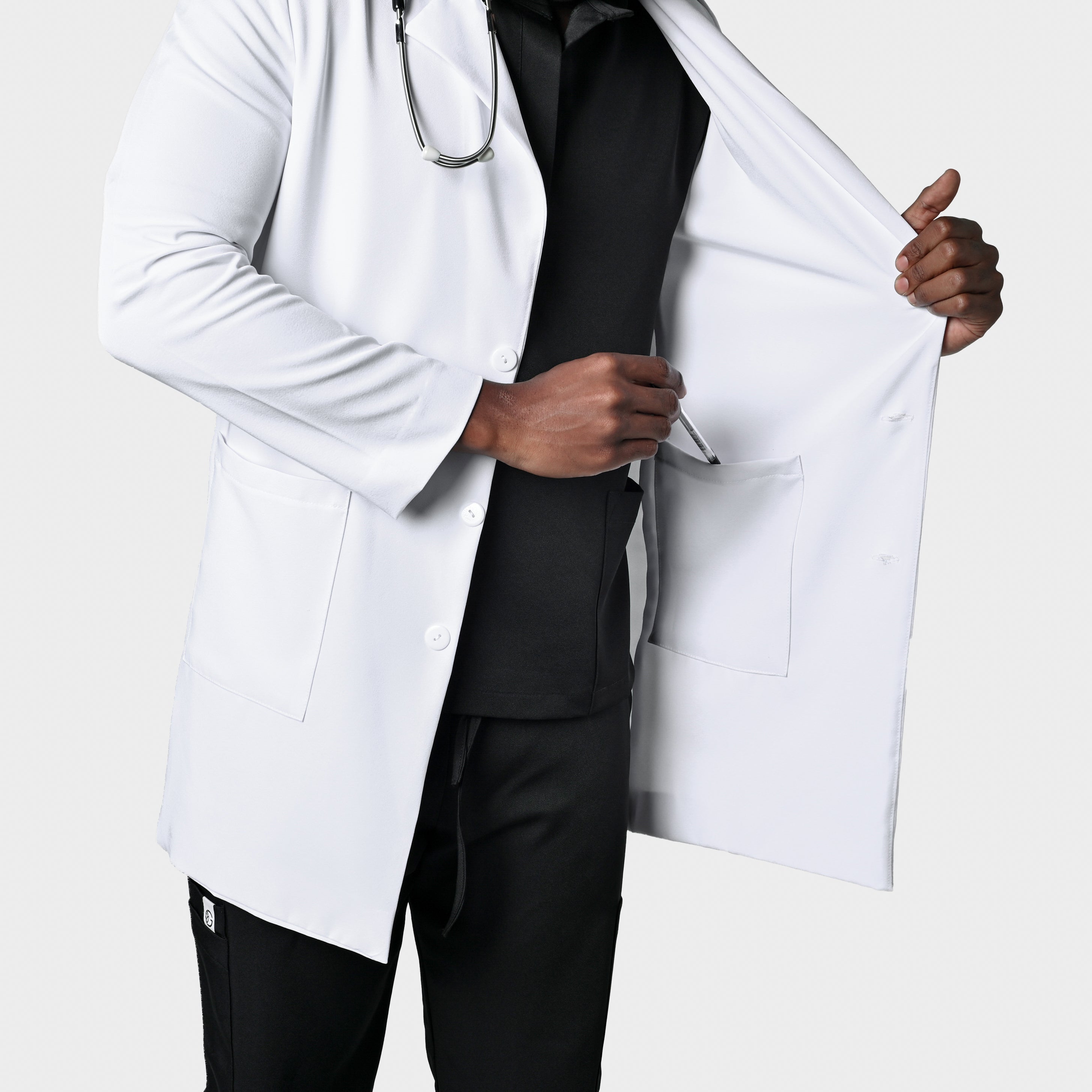 MENS LONGSLEEVE LUXE LAB COAT - Greens Medi Scrubs South Africa - Premium Medical Uniforms & Apparel - Delivery Across SA