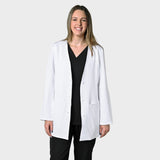 LADIES LONGSLEEVE COLLARLESS LUXE LAB COAT - Greens Medi Scrubs South Africa - Premium Medical Uniforms & Apparel - Delivery Across SA