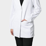 LADIES LONGSLEEVE COLLARLESS LUXE LAB COAT - Greens Medi Scrubs South Africa - Premium Medical Uniforms & Apparel - Delivery Across SA