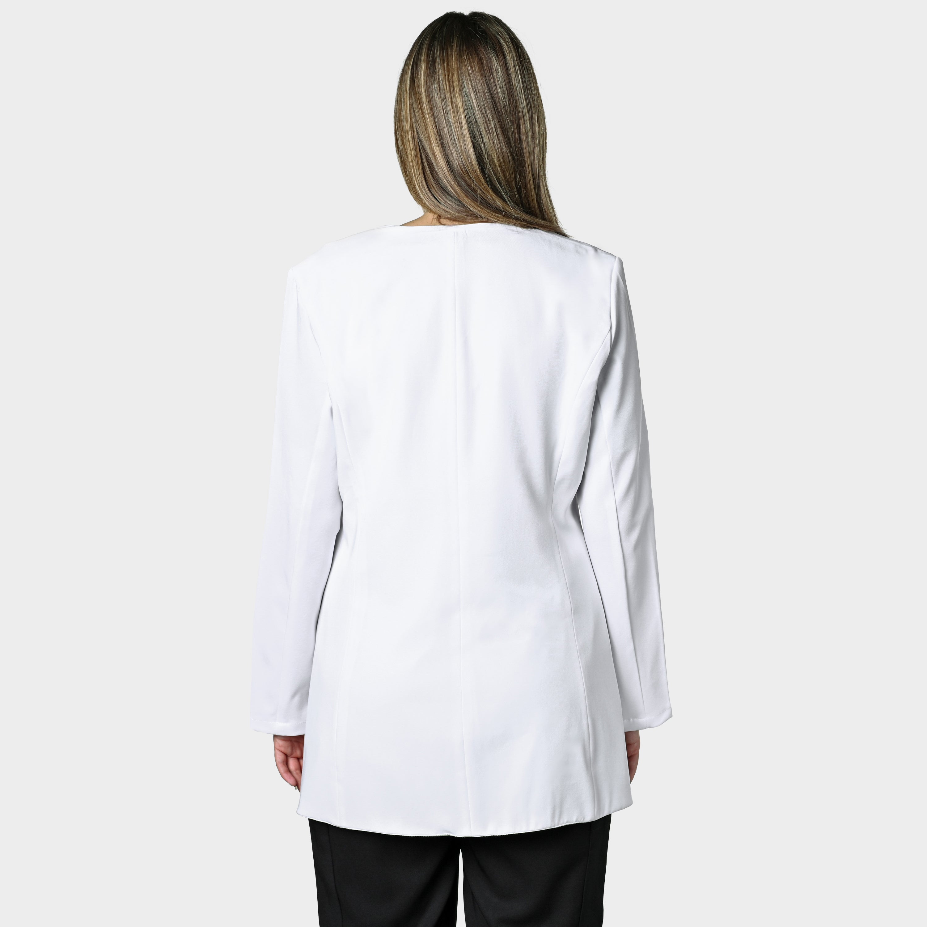 LADIES LONGSLEEVE LUXE LAB COAT WITH COLLAR - Greens Medi Scrubs South Africa - Premium Medical Uniforms & Apparel - Delivery Across SA
