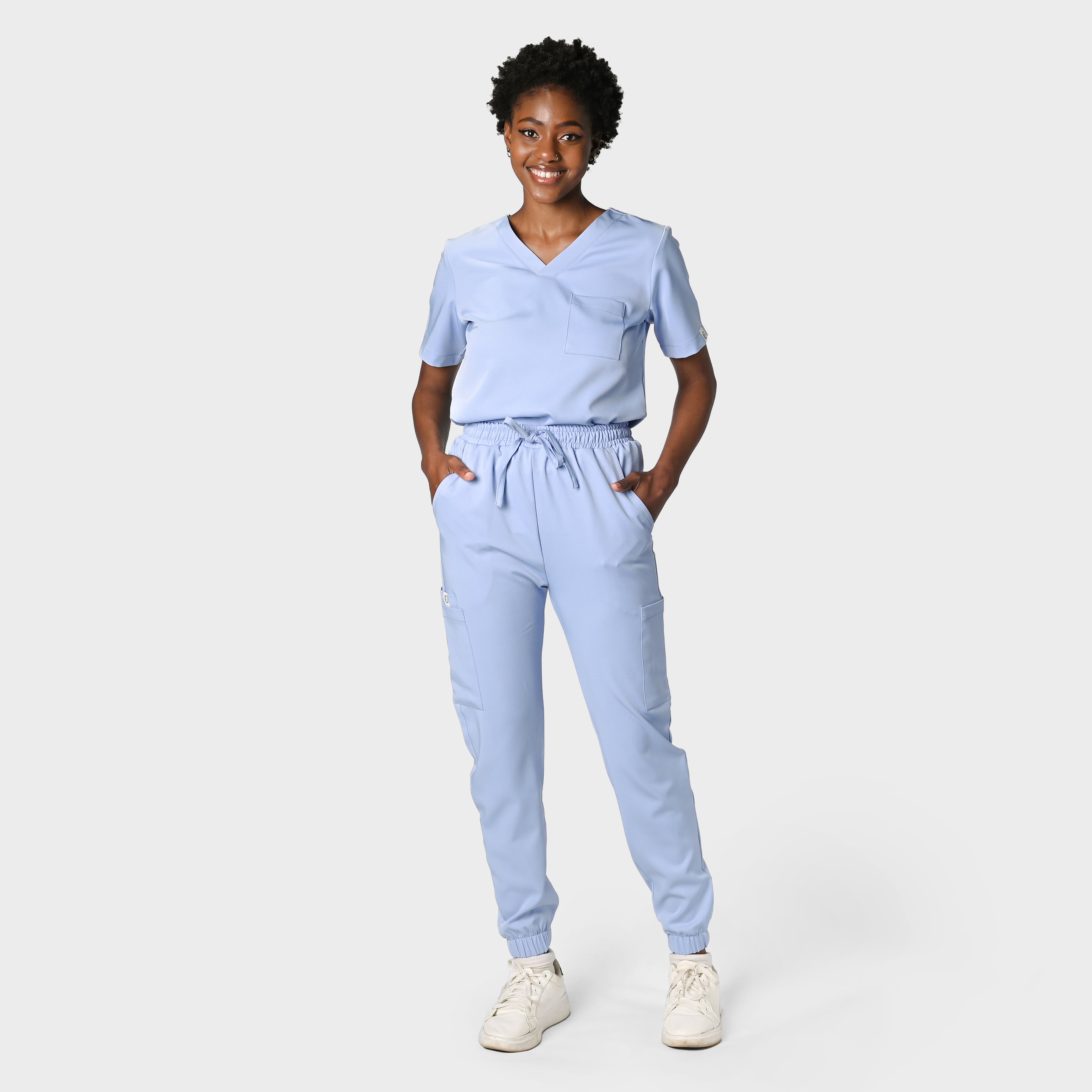 GREENSGO LADIES ACTIVE V-NECK SET (ACTIVE X SLIM PANTS) - Greens Medi Scrubs South Africa - Premium Medical Uniforms & Apparel - Delivery Across SA
