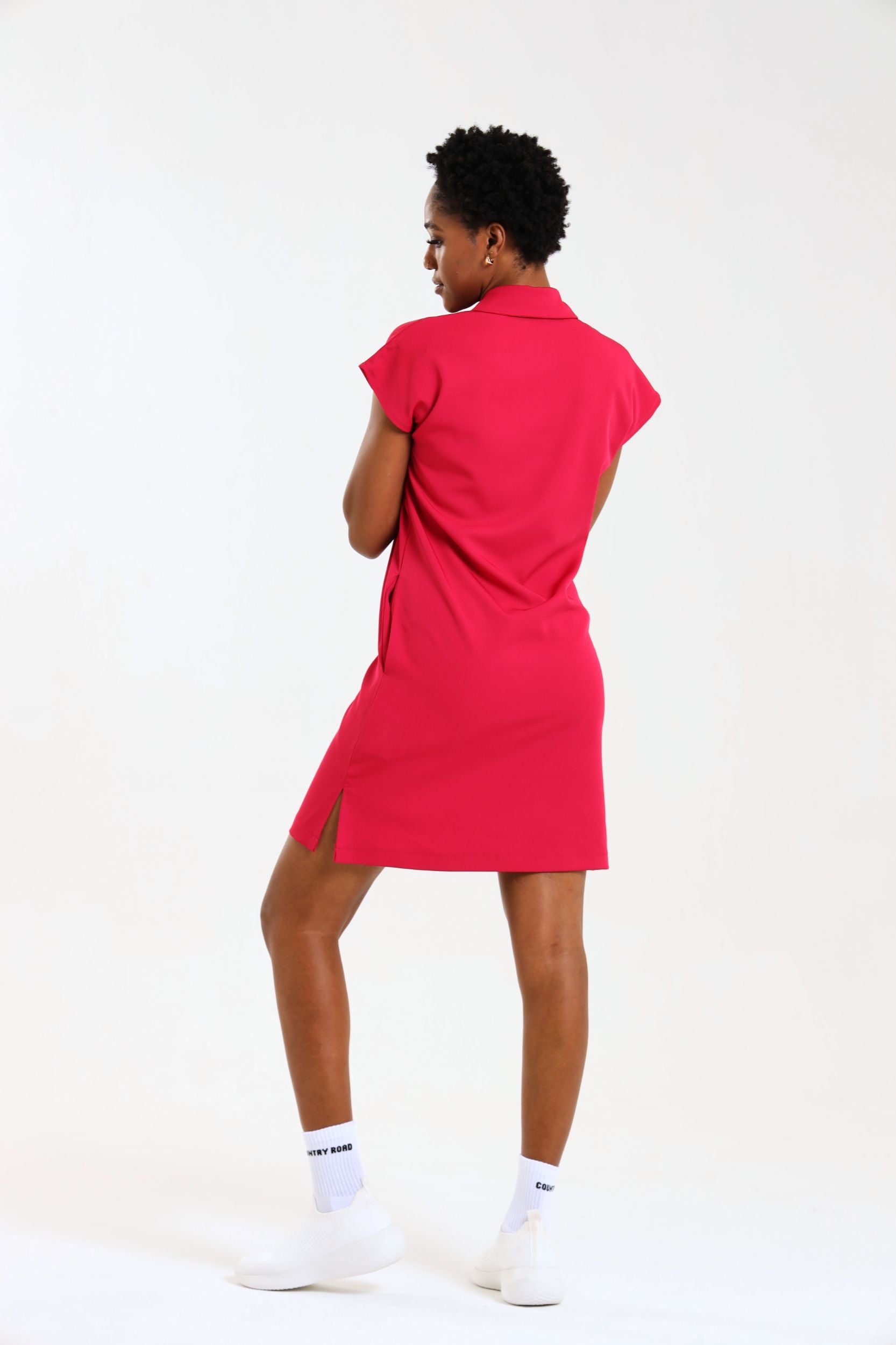 NEW LADIES PRO-COLLARED DRESS WITH PETAL SLEEVE - Greens Medi Scrubs South Africa - Premium Medical Uniforms & Apparel - Delivery Across SA