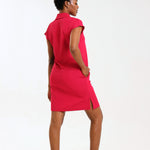 NEW LADIES PRO-COLLARED DRESS WITH PETAL SLEEVE - Greens Medi Scrubs South Africa - Premium Medical Uniforms & Apparel - Delivery Across SA