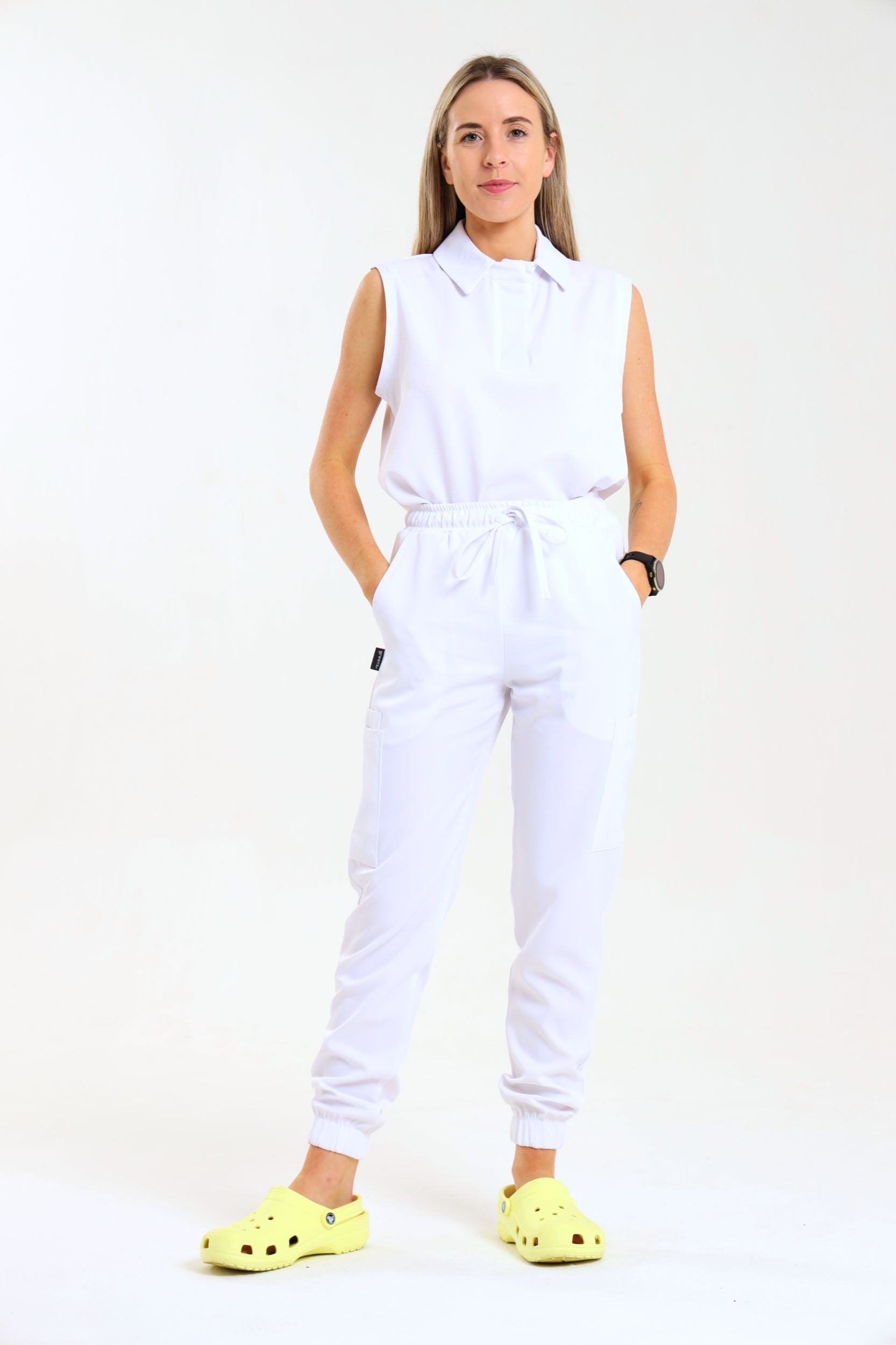 NEW LADIES PRO-COLLARED SLEEVELESS TOP - Greens Medi Scrubs South Africa - Premium Medical Uniforms & Apparel - Delivery Across SA