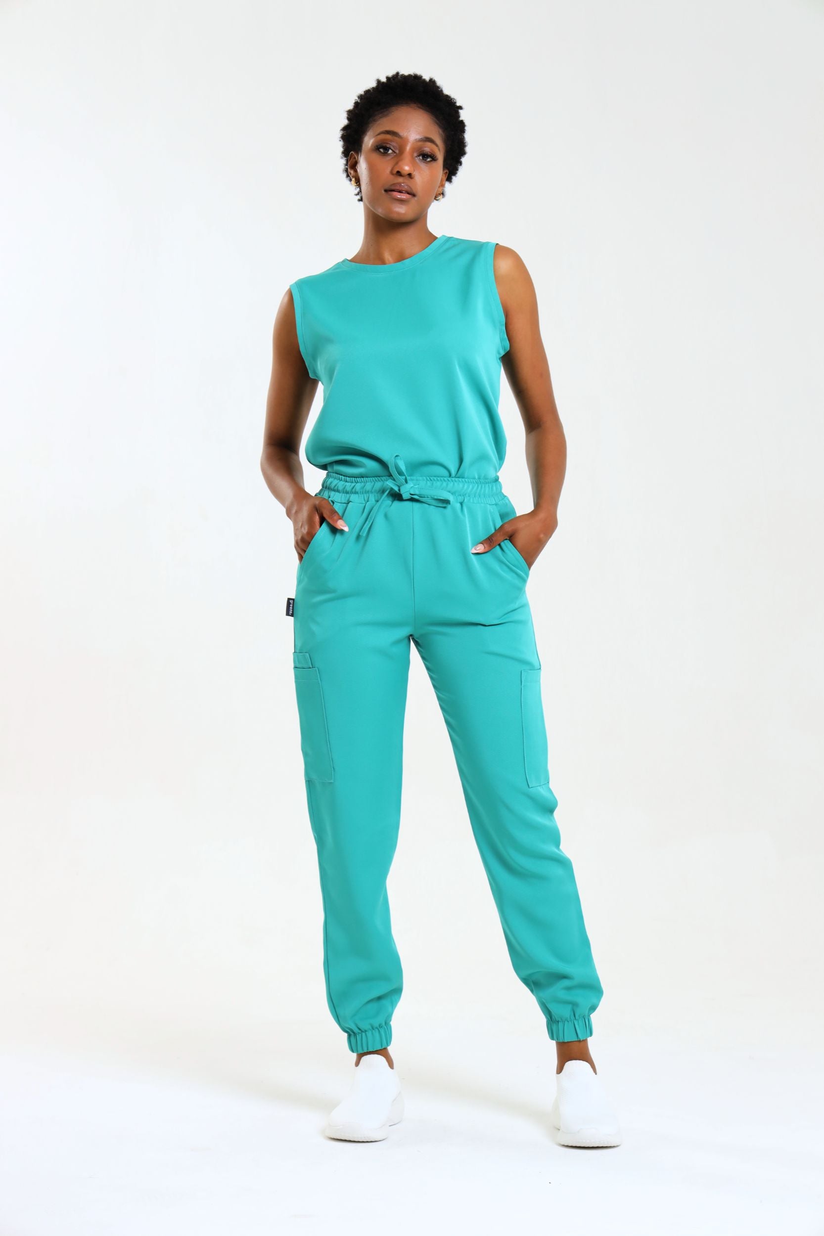 NEW LADIES ROUND SLEEVELESS TOP - Greens Medi Scrubs South Africa - Premium Medical Uniforms & Apparel - Delivery Across SA