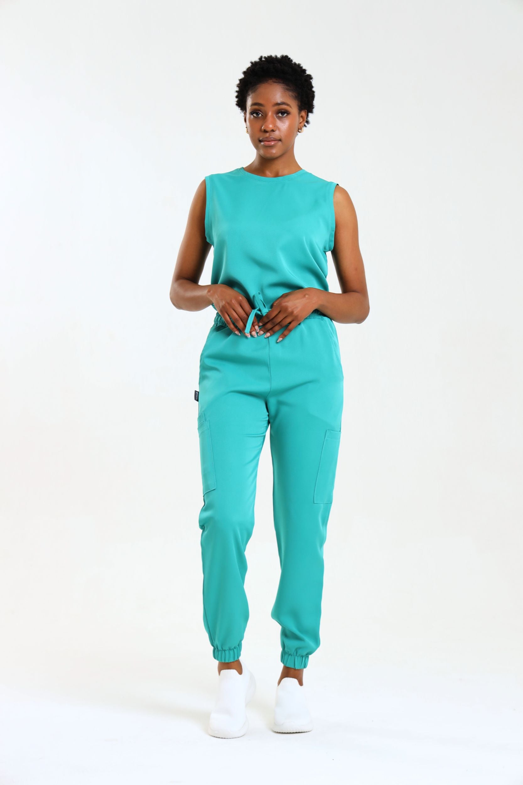 NEW LADIES ROUND SLEEVELESS TOP - Greens Medi Scrubs South Africa - Premium Medical Uniforms & Apparel - Delivery Across SA