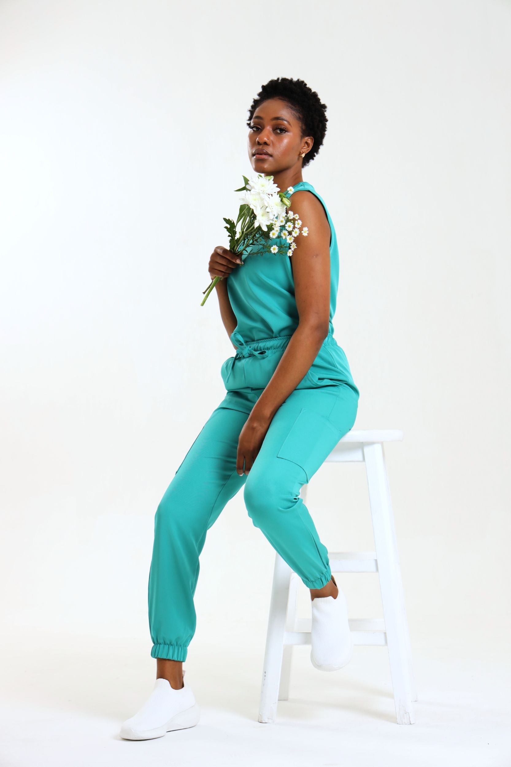 NEW LADIES ROUND SLEEVELESS TOP - Greens Medi Scrubs South Africa - Premium Medical Uniforms & Apparel - Delivery Across SA