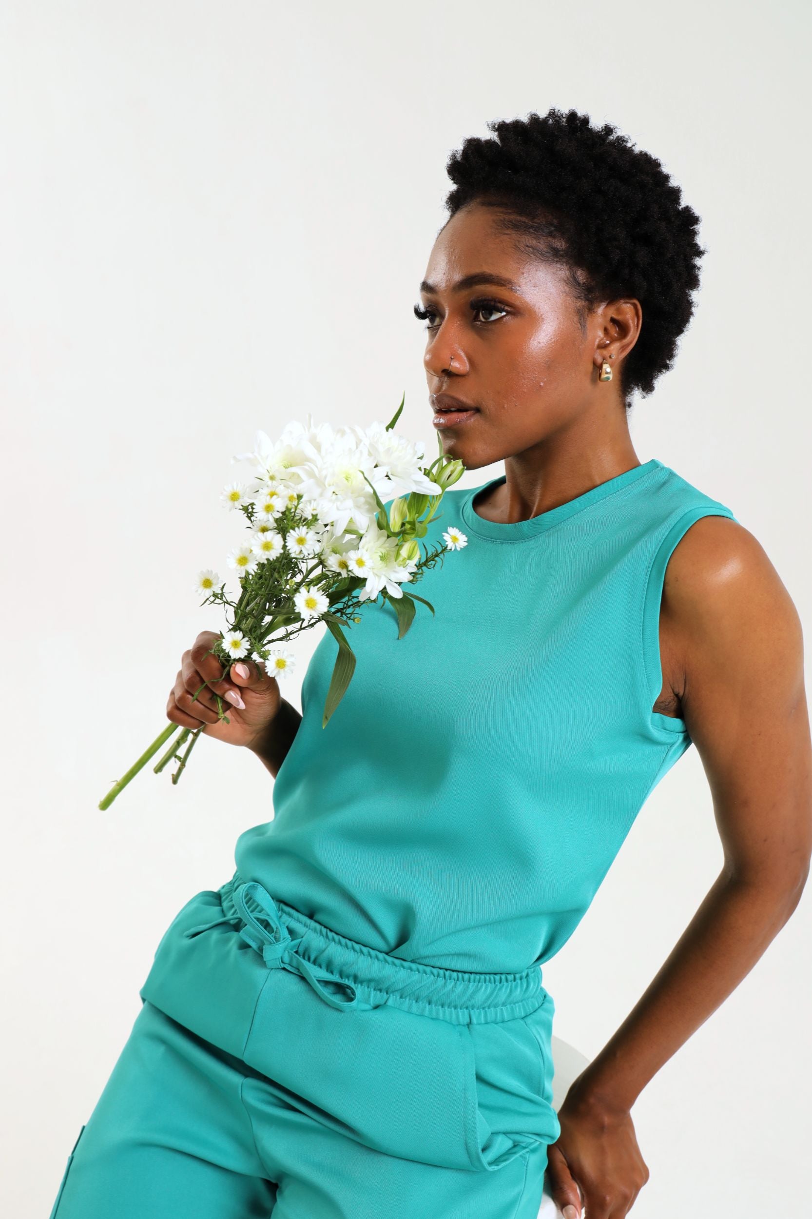 NEW LADIES ROUND SLEEVELESS TOP - Greens Medi Scrubs South Africa - Premium Medical Uniforms & Apparel - Delivery Across SA