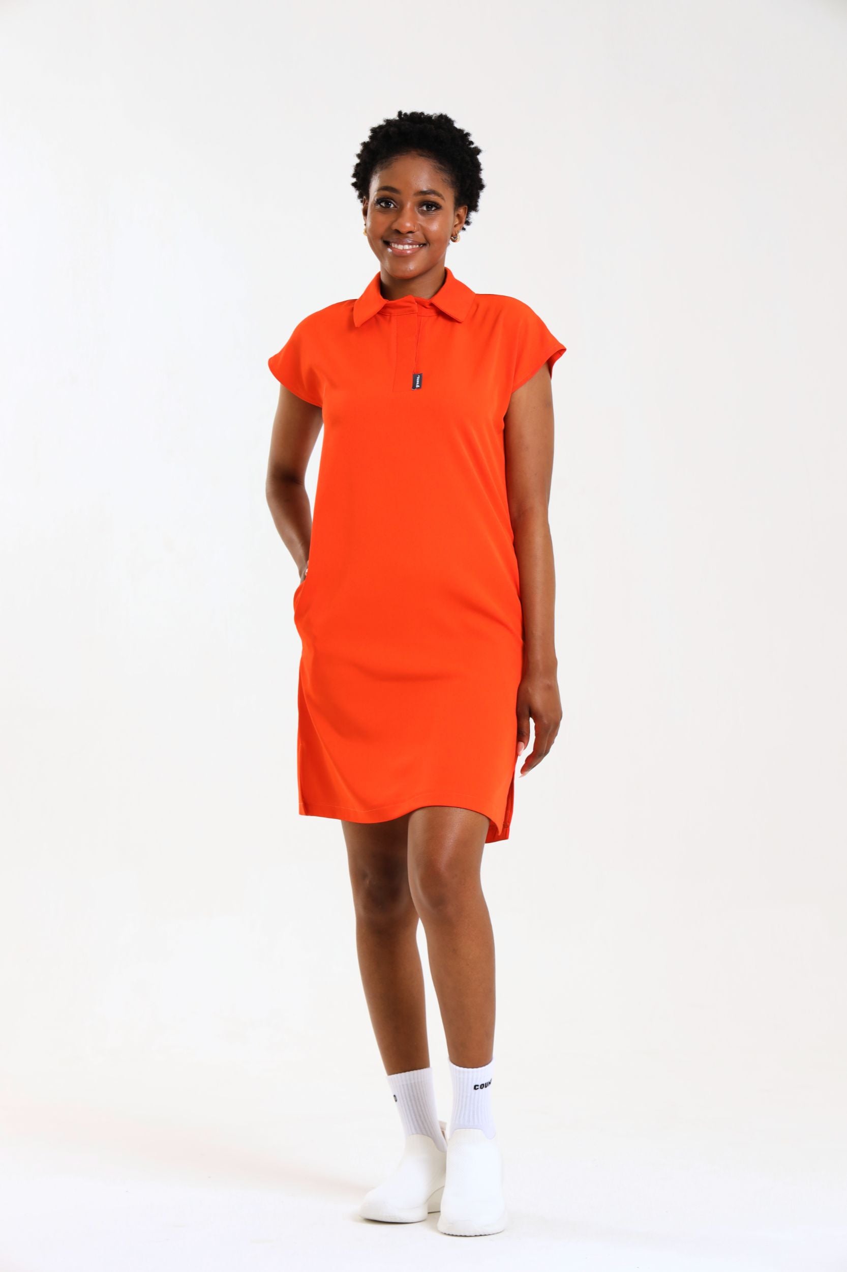 NEW LADIES PRO-COLLARED DRESS WITH PETAL SLEEVE - Greens Medi Scrubs South Africa - Premium Medical Uniforms & Apparel - Delivery Across SA