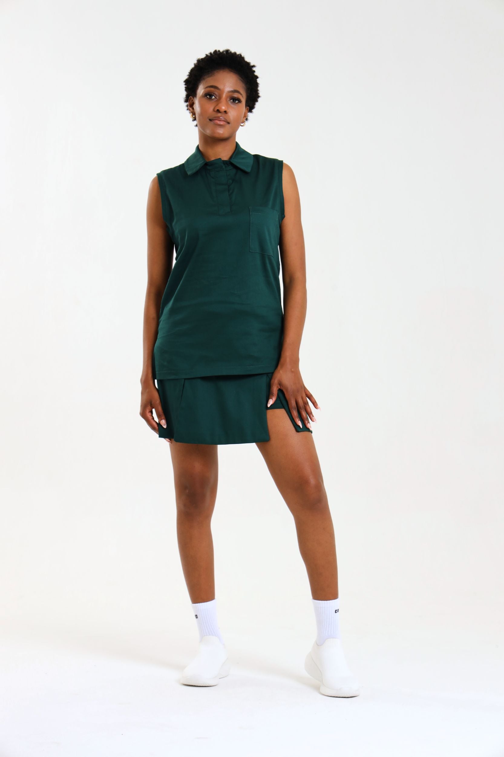 NEW LADIES PRO-COLLARED SLEEVELESS TOP - Greens Medi Scrubs South Africa - Premium Medical Uniforms & Apparel - Delivery Across SA
