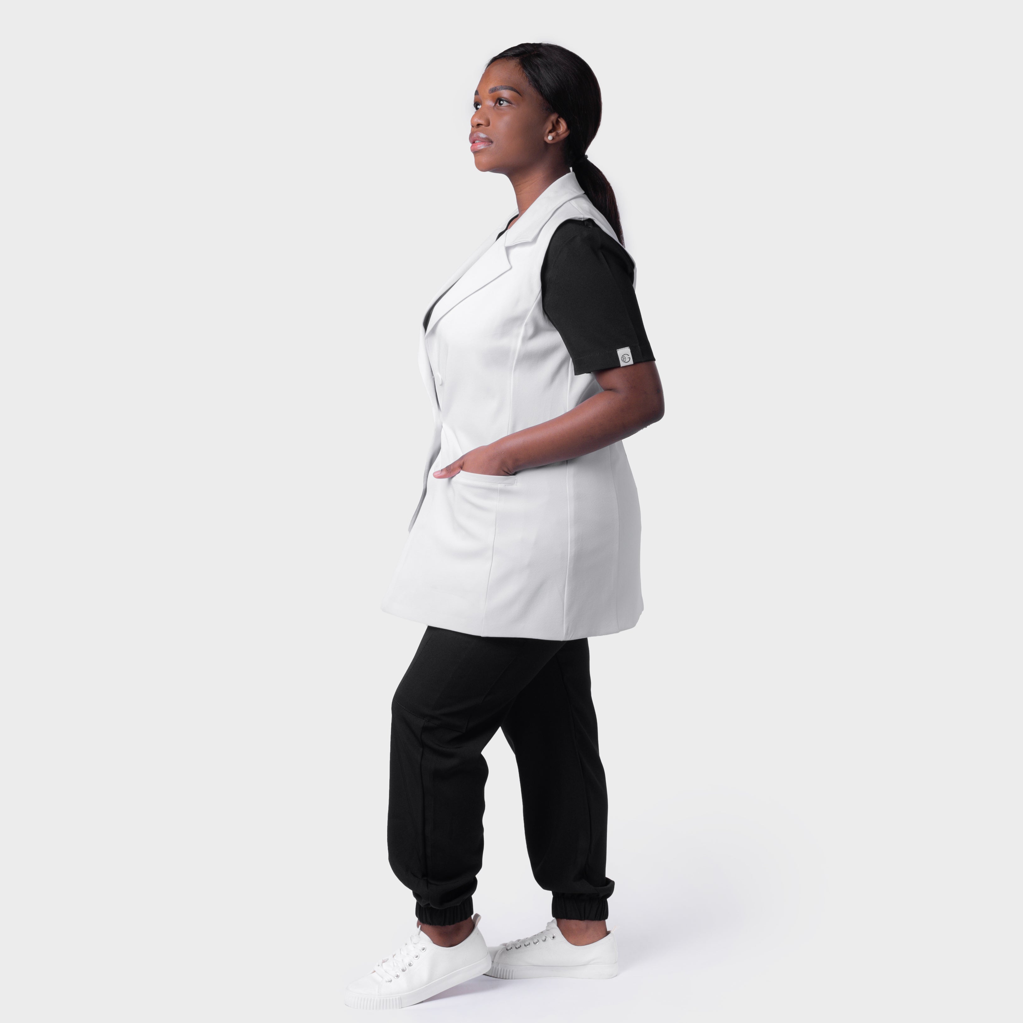 LADIES LUXE PROFESSIONAL WAISTCOAT WITH COLLAR - Greens Medi Scrubs South Africa - Premium Medical Uniforms & Apparel - Delivery Across SA