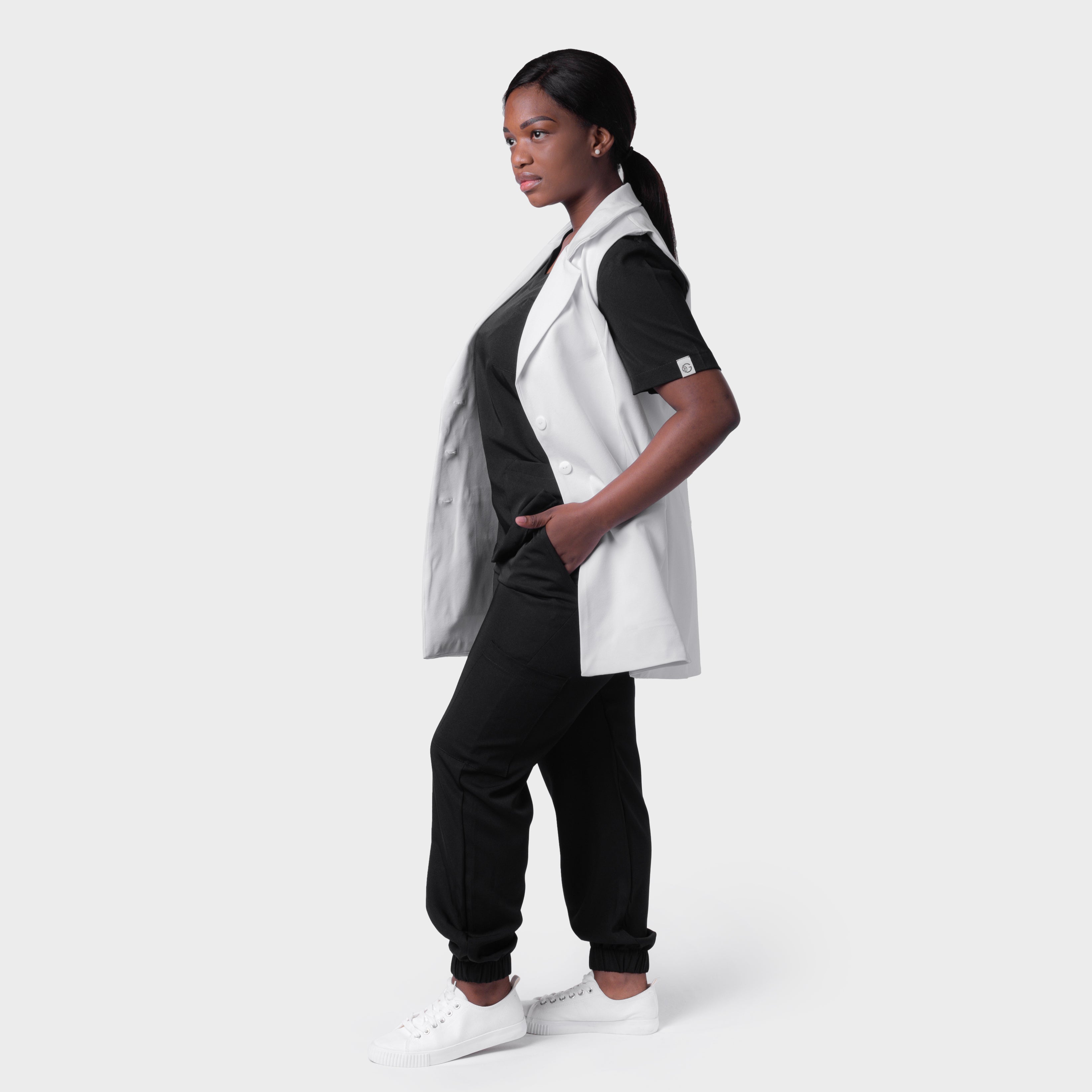 LADIES LUXE PROFESSIONAL WAISTCOAT WITH COLLAR - Greens Medi Scrubs South Africa - Premium Medical Uniforms & Apparel - Delivery Across SA