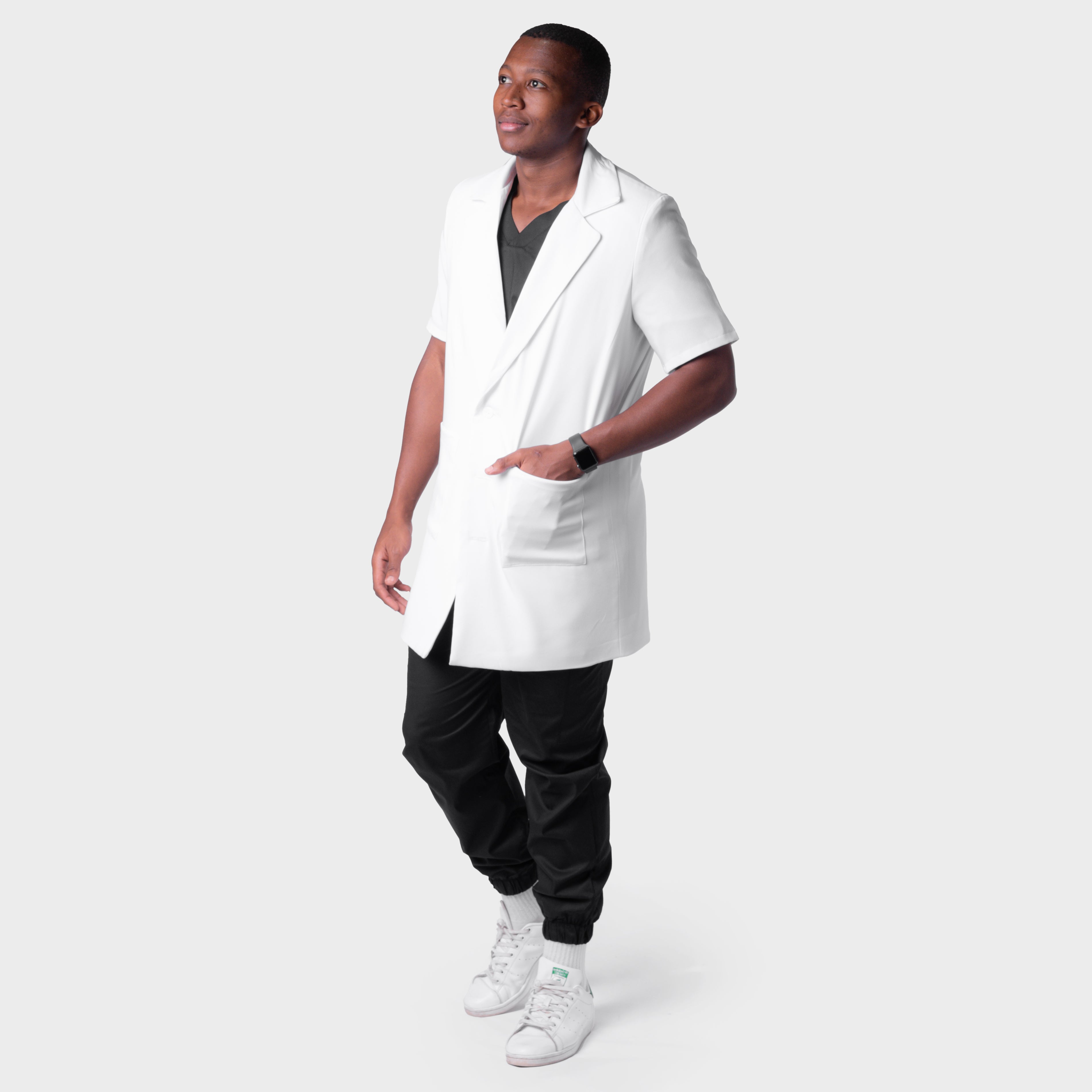 MENS SHORTSLEEVE LUXE LAB COAT - Greens Medi Scrubs South Africa - Premium Medical Uniforms & Apparel - Delivery Across SA