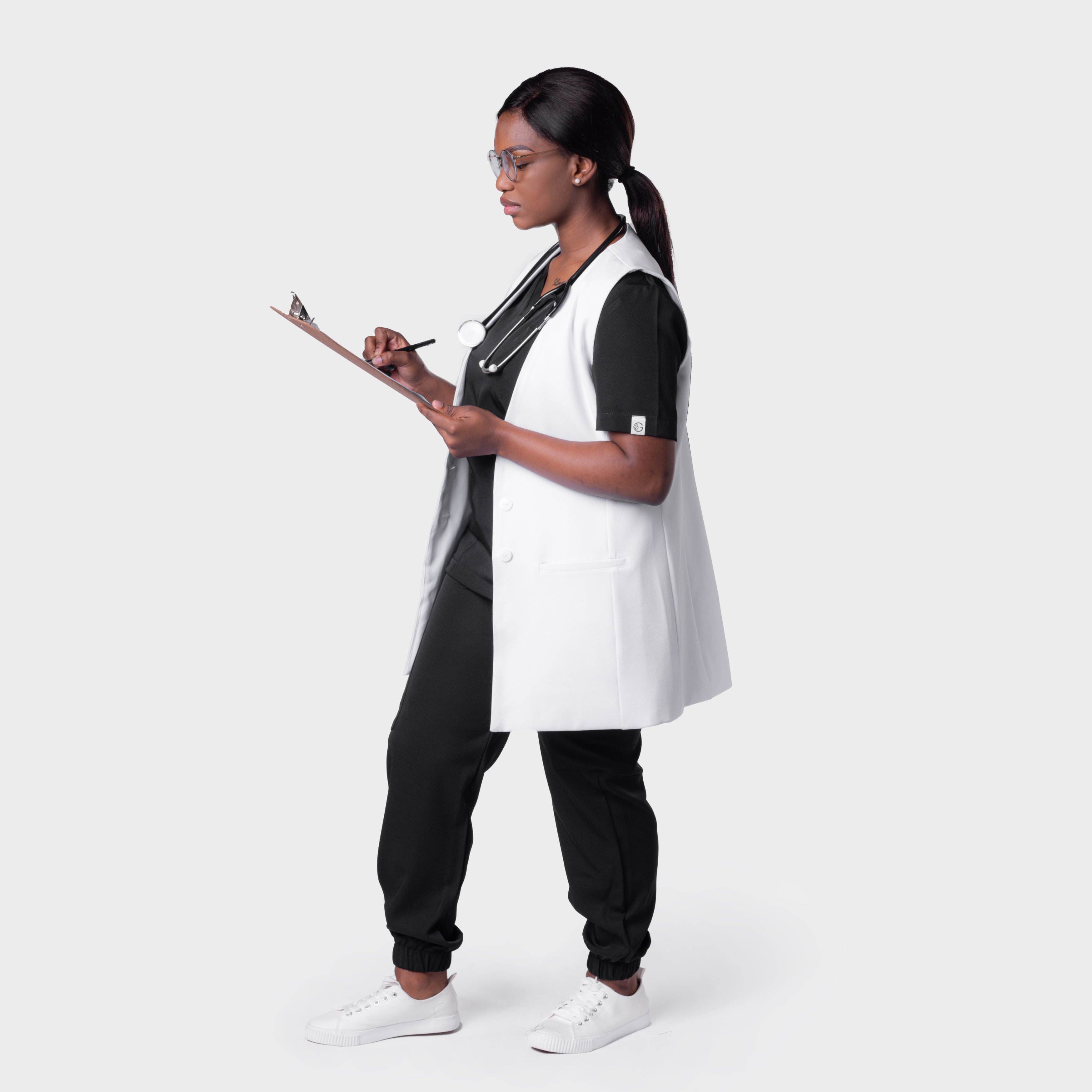 LADIES LUXE COLLARLESS PROFESSIONAL WAISTCOAT - Greens Medi Scrubs South Africa - Premium Medical Uniforms & Apparel - Delivery Across SA