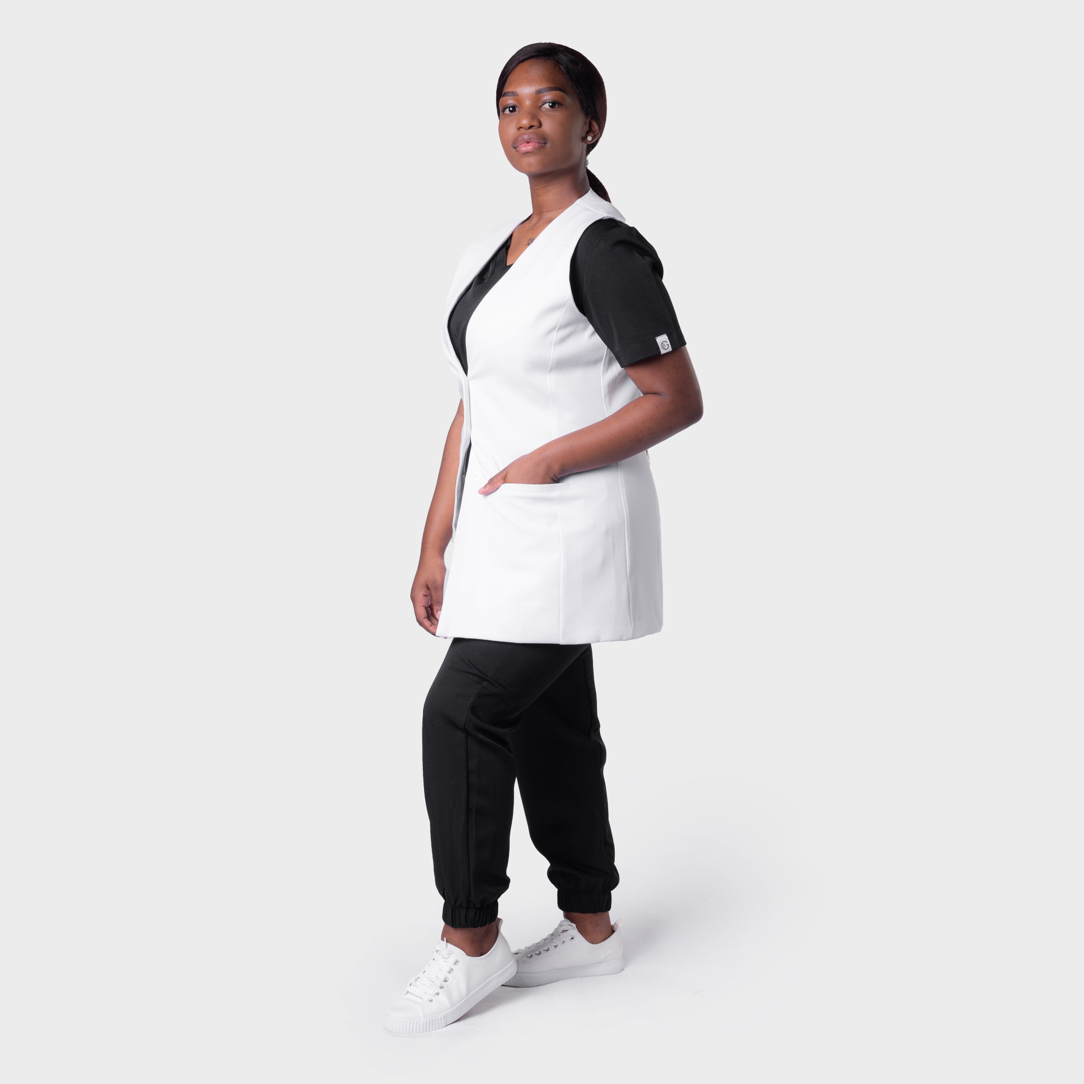 LADIES LUXE COLLARLESS PROFESSIONAL WAISTCOAT - Greens Medi Scrubs South Africa - Premium Medical Uniforms & Apparel - Delivery Across SA