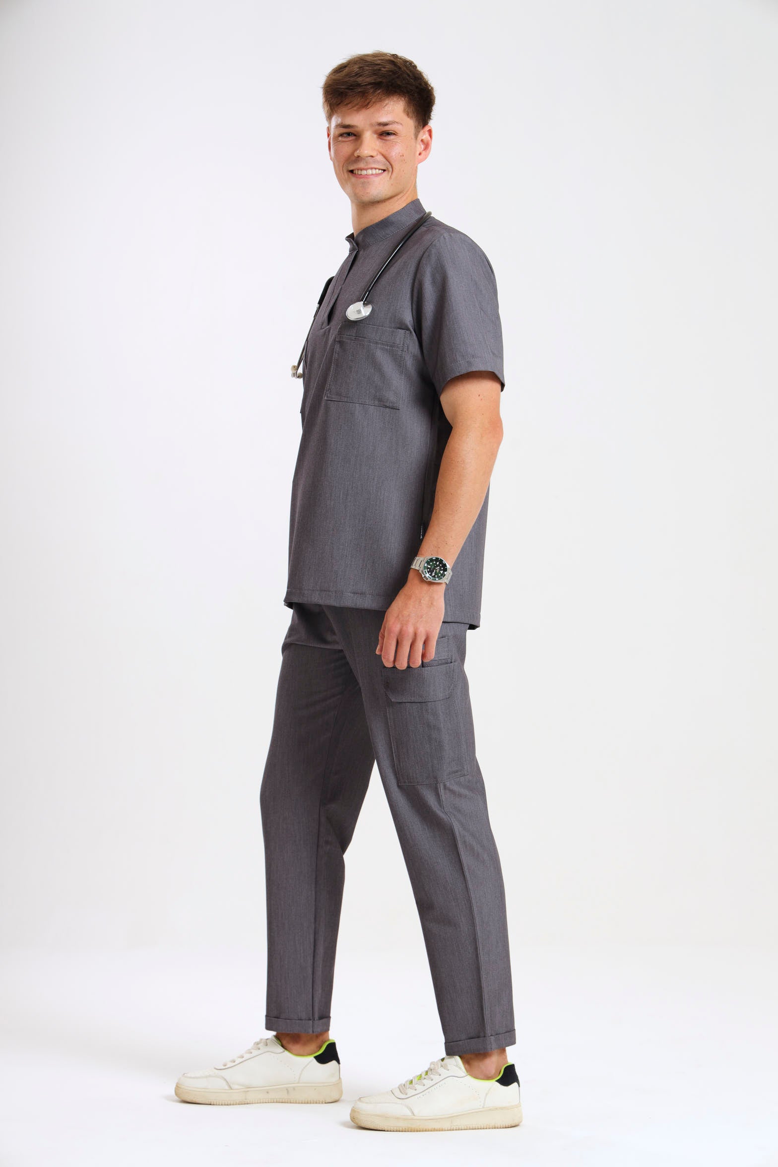 THE LUX MENS MANDARIN TOP - Greens Medi Scrubs South Africa - Premium Medical Uniforms & Apparel - Delivery Across SA