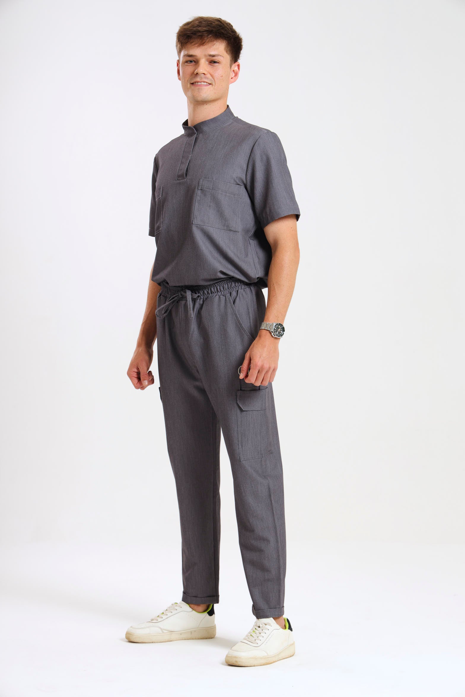 THE LUX MENS MANDARIN TOP - Greens Medi Scrubs South Africa - Premium Medical Uniforms & Apparel - Delivery Across SA