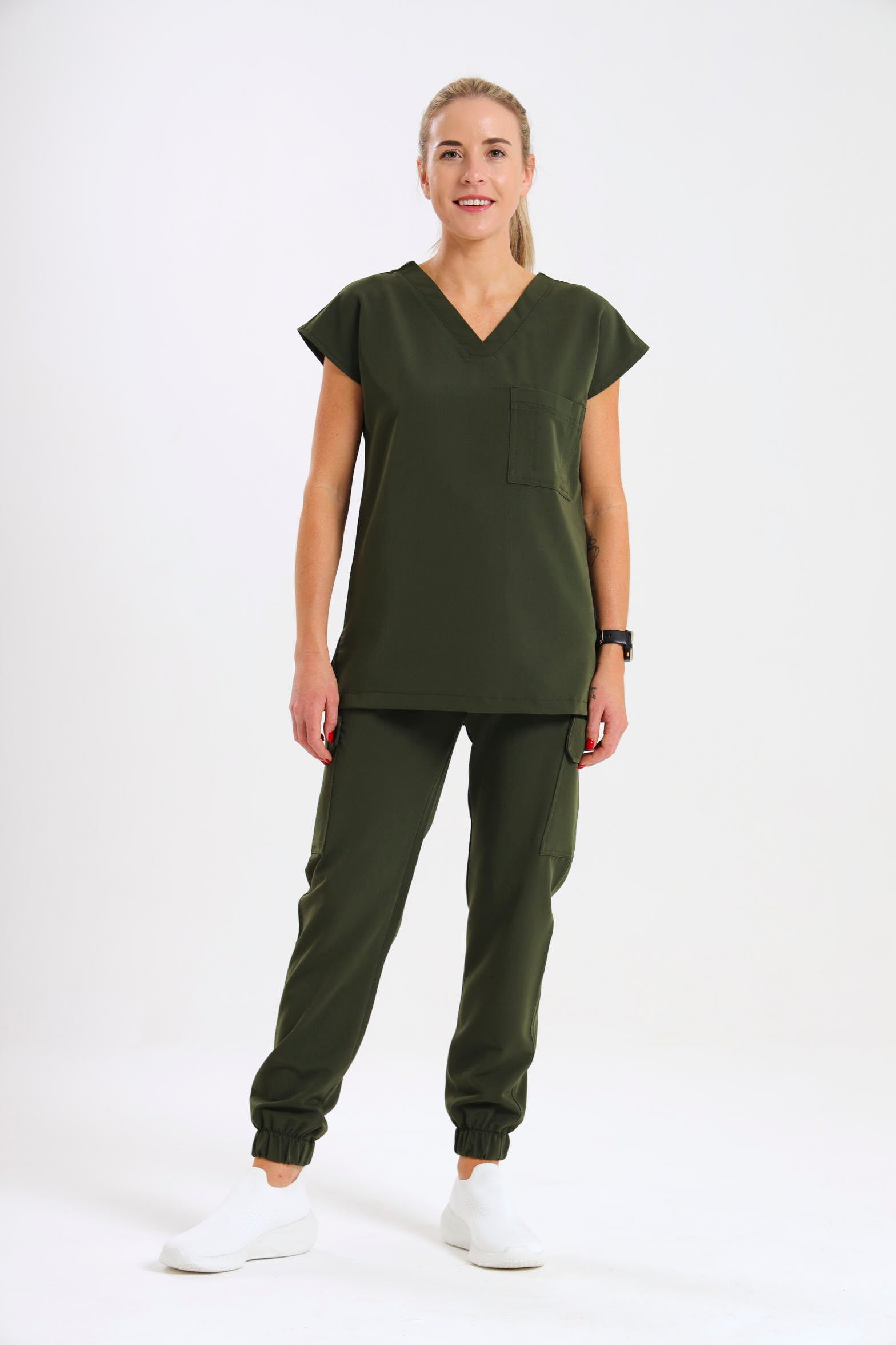 THE LUX LADIES V-NECK PETAL TOP - Greens Medi Scrubs South Africa - Premium Medical Uniforms & Apparel - Delivery Across SA