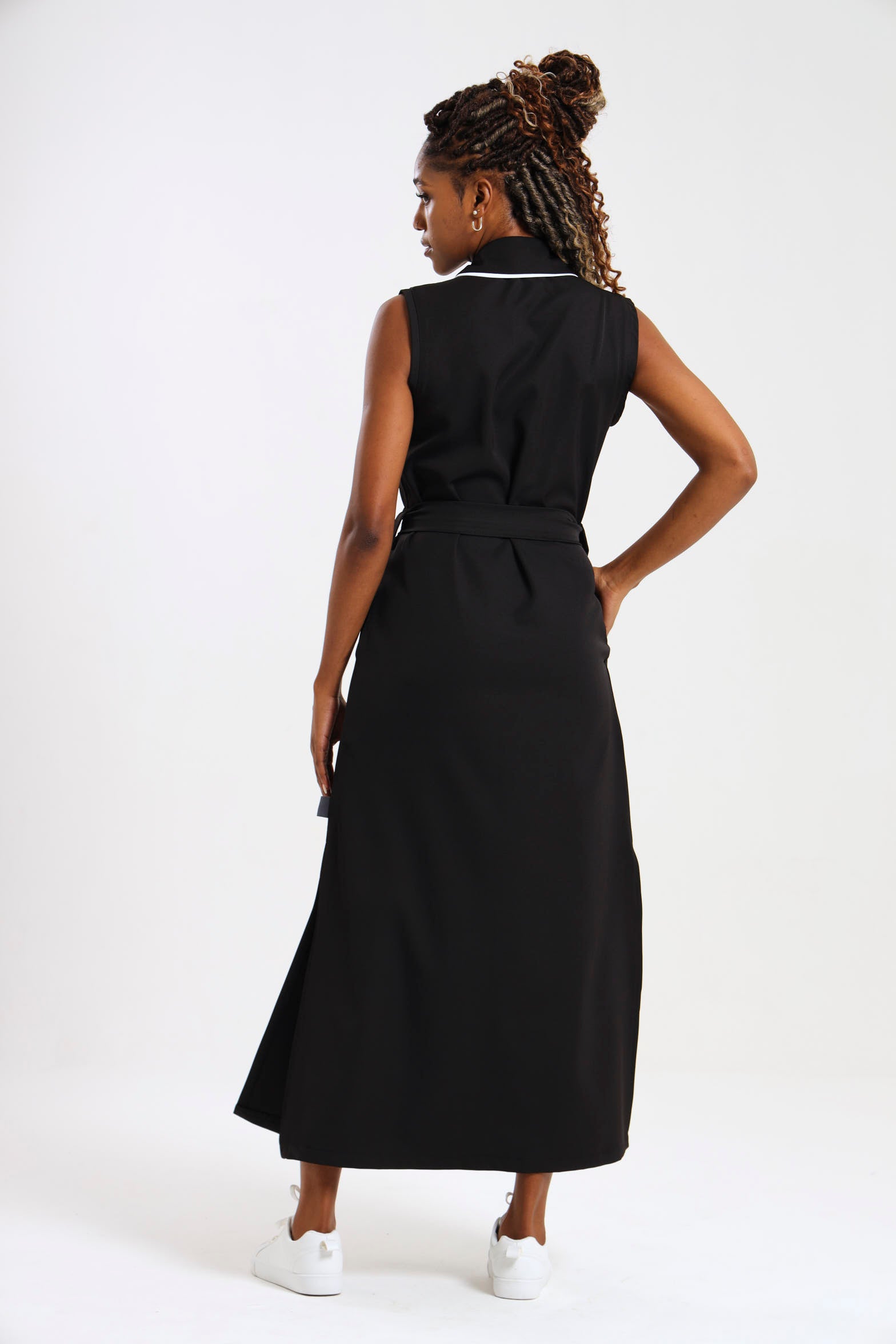 NEW LADIES SLEEVELESS MODEST DRESS WITH BINDING DETAIL - Greens Medi Scrubs South Africa - Premium Medical Uniforms & Apparel - Delivery Across SA