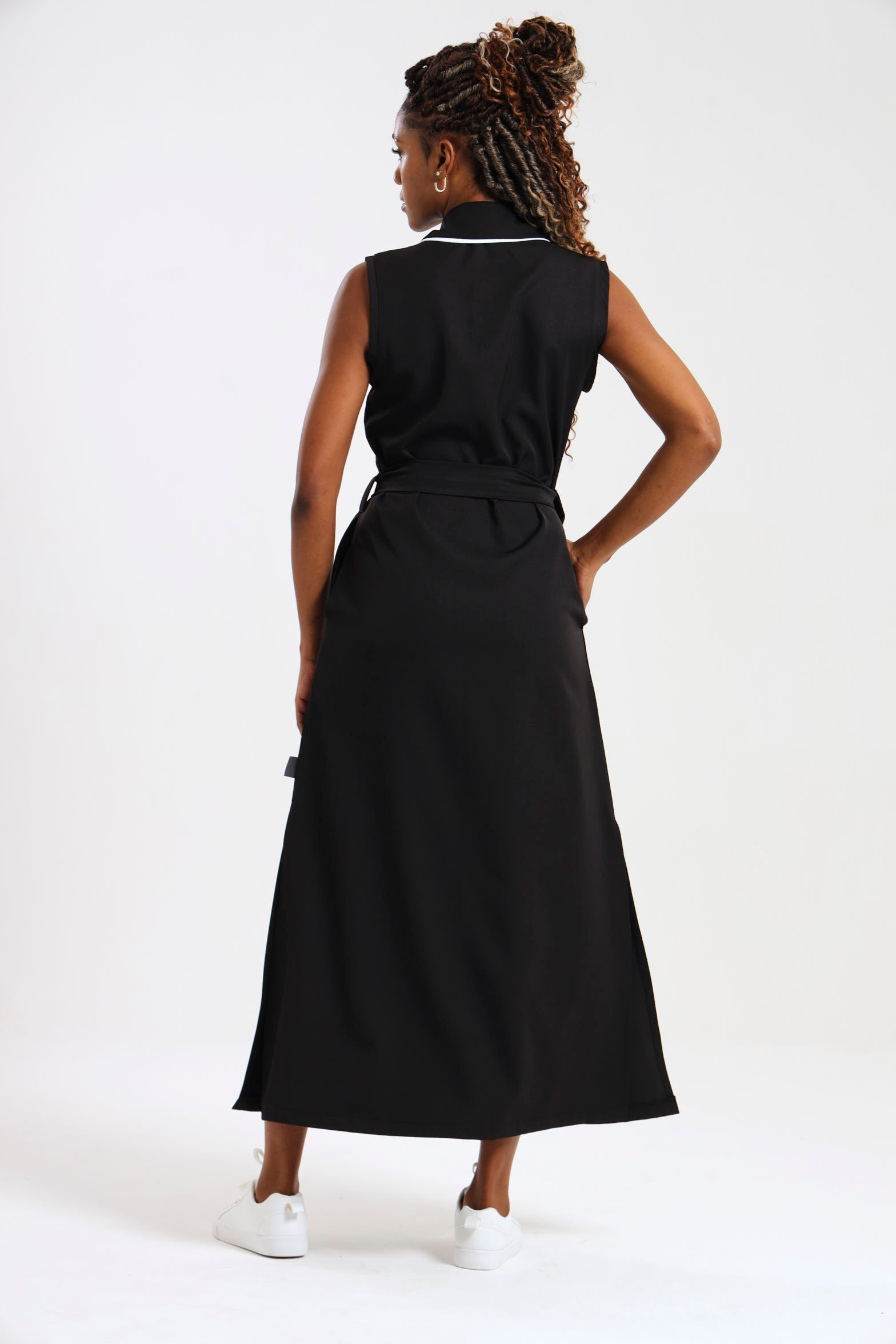 NEW LADIES SLEEVELESS MODEST DRESS WITH BINDING DETAIL - Greens Medi Scrubs South Africa - Premium Medical Uniforms & Apparel - Delivery Across SA
