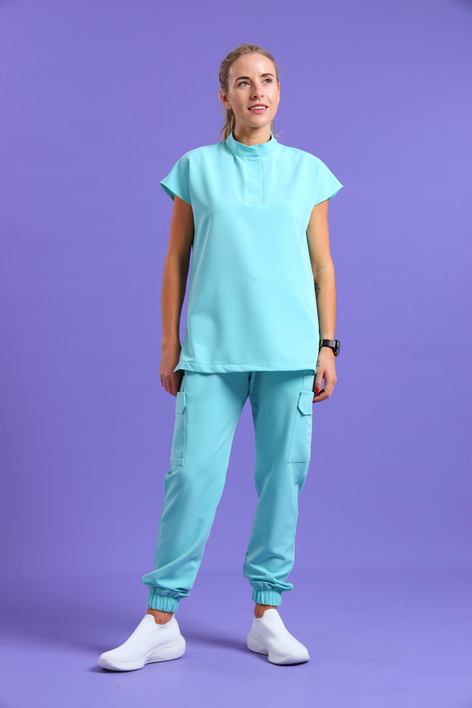 THE LUX LADIES MANDARIN PETAL TOP - Greens Medi Scrubs South Africa - Premium Medical Uniforms & Apparel - Delivery Across SA
