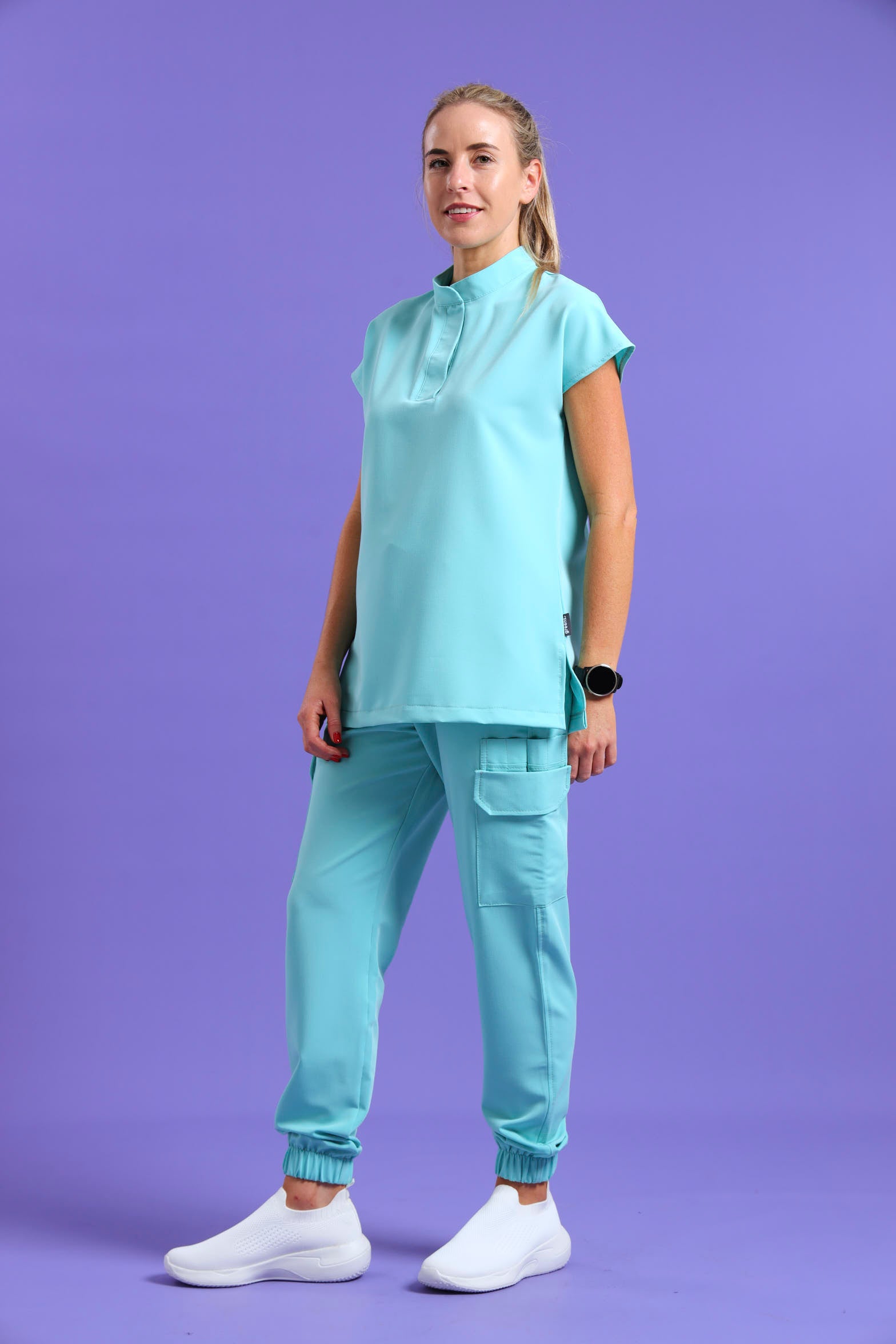 THE LUX LADIES MANDARIN PETAL TOP - Greens Medi Scrubs South Africa - Premium Medical Uniforms & Apparel - Delivery Across SA
