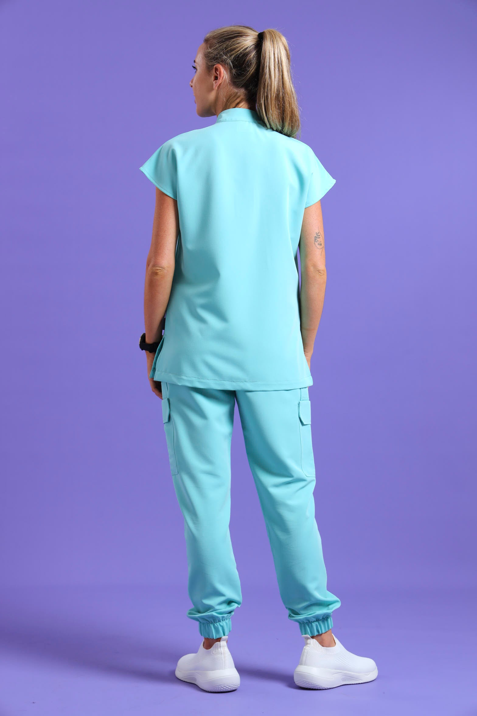 THE LUX LADIES MANDARIN PETAL TOP - Greens Medi Scrubs South Africa - Premium Medical Uniforms & Apparel - Delivery Across SA