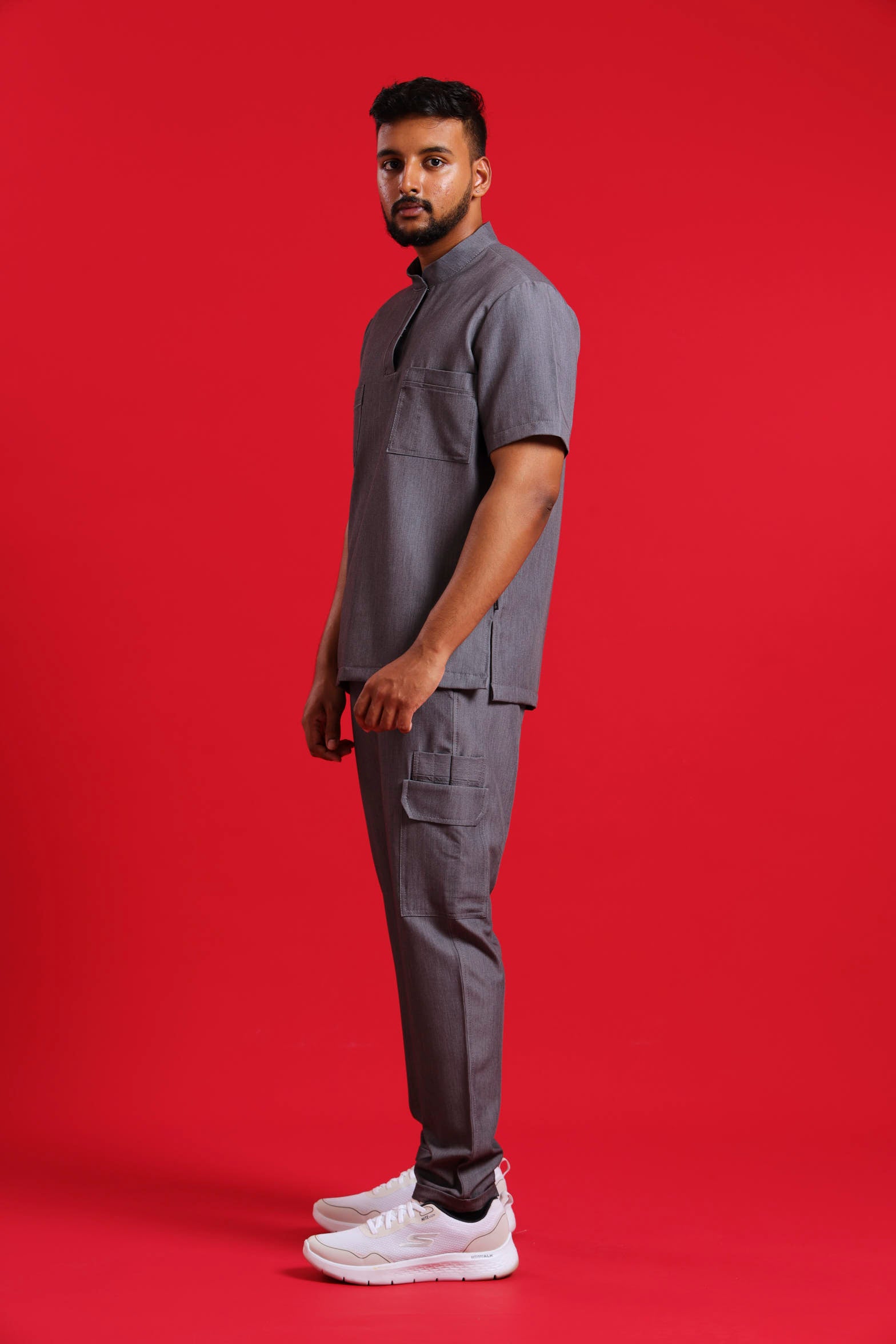 THE LUX MENS MANDARIN TOP - Greens Medi Scrubs South Africa - Premium Medical Uniforms & Apparel - Delivery Across SA