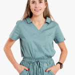 NEW LADIES V-COLLARED FEMME TOP - Greens Medi Scrubs South Africa - Premium Medical Uniforms & Apparel - Delivery Across SA