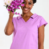 NEW LADIES V-COLLARED DRESS WITH PETAL SLEEVE