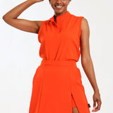 NEW LADIES MANDARIN SLEEVELESS TOP