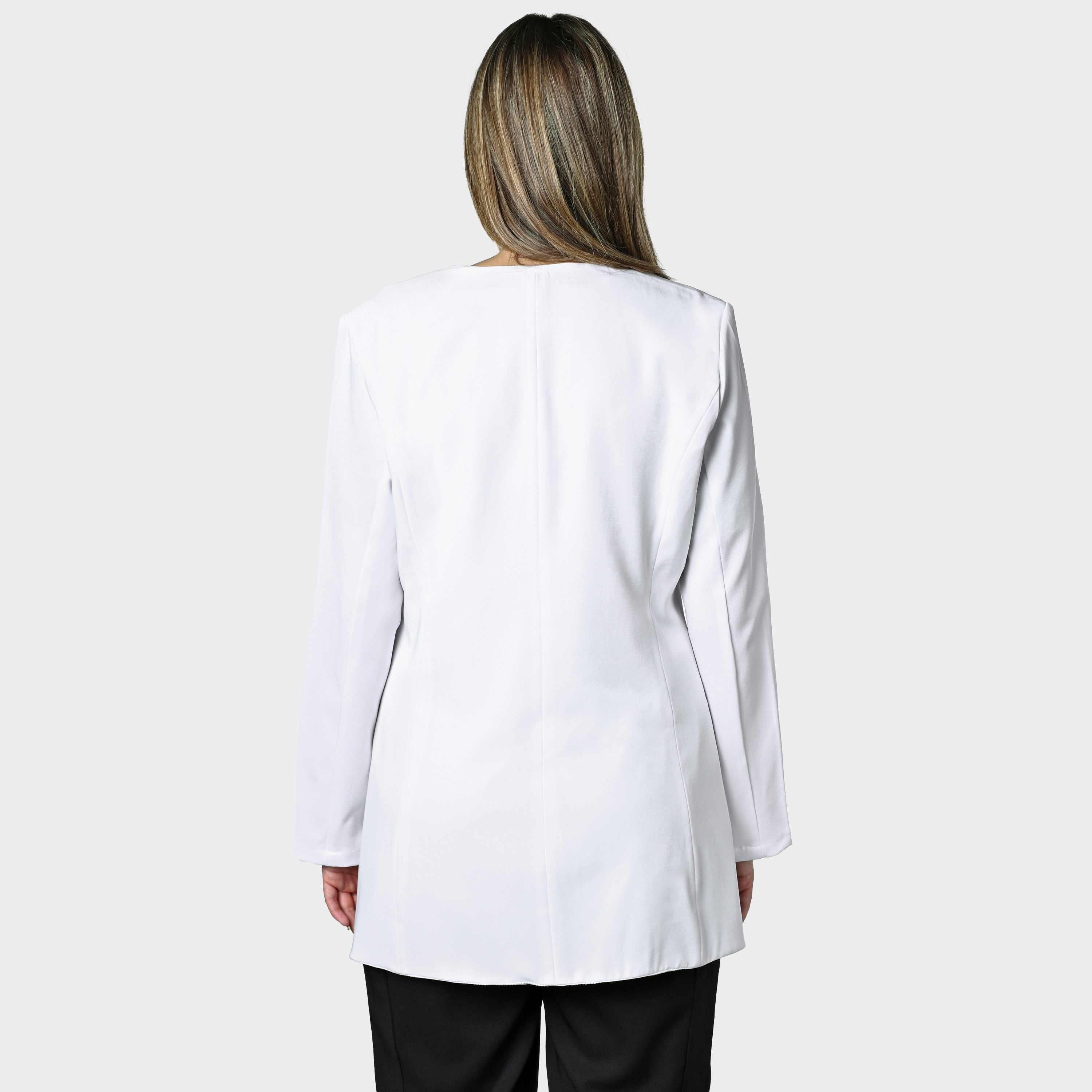 LADIES LONGSLEEVE LUXE LAB COAT WITH COLLAR - Greens Medi Scrubs South Africa - Premium Medical Uniforms & Apparel - Delivery Across SA 