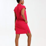 NEW LADIES PRO-COLLARED DRESS WITH PETAL SLEEVE