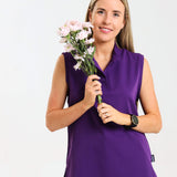 NEW LADIES MANDARIN SLEEVELESS TOP