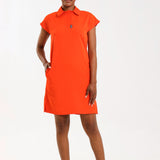 NEW LADIES PRO-COLLARED DRESS WITH PETAL SLEEVE