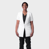 LADIES SHORTSLEEVE COLLARLESS LUXE LAB COAT - Greens Medi Scrubs South Africa - Premium Medical Uniforms & Apparel - Delivery Across SA 