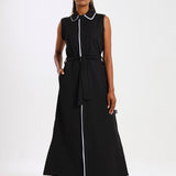 NEW LADIES SLEEVELESS MODEST DRESS WITH BINDING DETAIL