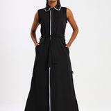 NEW LADIES SLEEVELESS MODEST DRESS WITH BINDING DETAIL