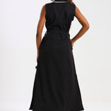 NEW LADIES SLEEVELESS MODEST DRESS WITH BINDING DETAIL