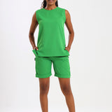 NEW LADIES ROUND SLEEVELESS TOP