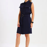 NEW LADIES SLEEVELESS MILITARY DRESS